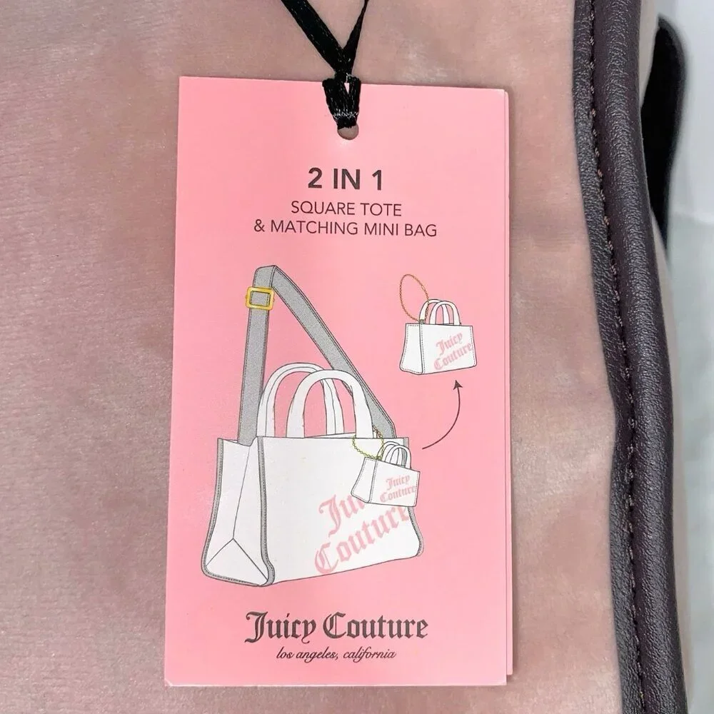 Juicy Couture Better Together Pink Mini Tote Bag w/ Matching Purse Hang Charm